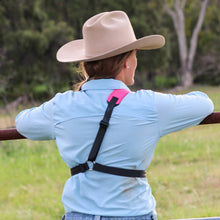 Load image into Gallery viewer, UHF single shoulder radio harness back view