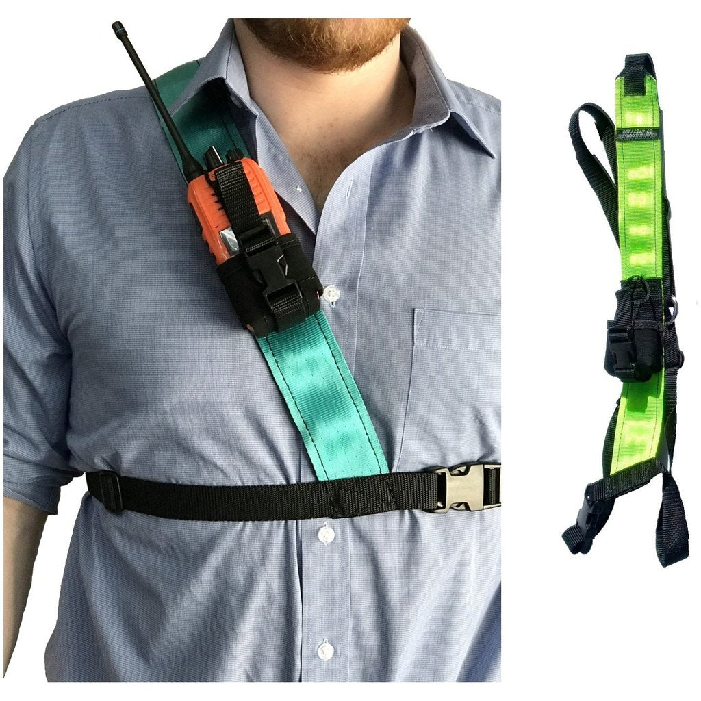 UHF single shoulder radio harness lime yellow